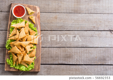 Traditional asian vegetarian food samosa 56692353