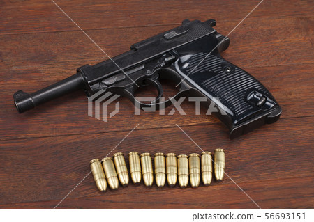 WWII era nazi german army handgun with ammunitions WWII era nazi german army handgun with ammunitions 56693151