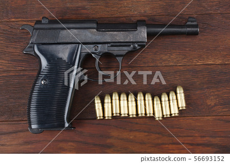 WWII era nazi german army handgun with ammunitions 56693152