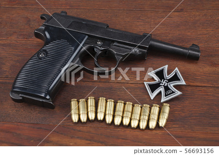 WWII era nazi german army handgun with ammunitions 56693156