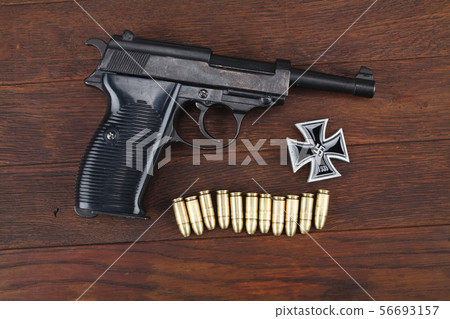 WWII era nazi german army handgun with ammunitions WWII era nazi german army handgun with ammunitions 56693157