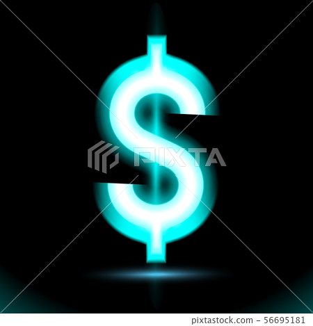 Dollar Blue Neon icon. Lamp, sign button light Dollar Blue Neon icon. Lamp, sign button light 56695181