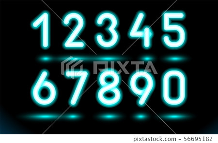 Simply set of glowing neon numbers for Design 56695182