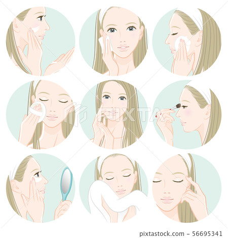 一個女人在做護膚的插圖 56695341