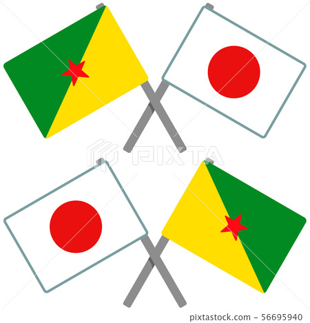 法屬圭亞那和日本國旗 56695940