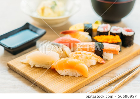 Salmon tuna shell shrimp and other meat sushi maki 56696957