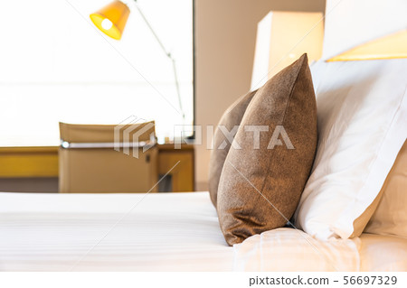 Beautiful elephant towel on bed decoration in bedroom interior Beautiful elephant towel on bed decoration in bedroom interior 56697329