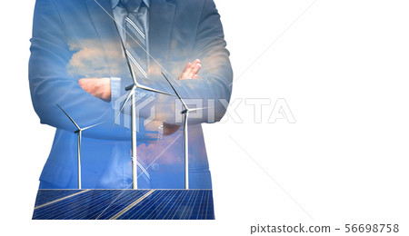 Wind turbine double exposure graphic interface. Wind turbine double exposure graphic interface. 56698758