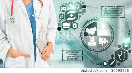 Doctor with health insurance healthcare graphic. 56698836
