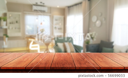 Wood table in modern home room decoration. Wood table in modern home room decoration. 56699033