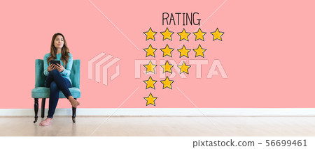 Rating theme with young woman Rating theme with young woman 56699461