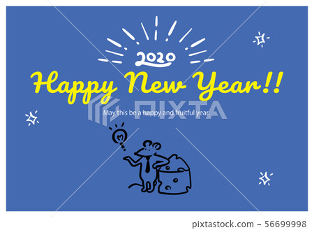 2020年新年卡設計鼠標和奶酪 56699998