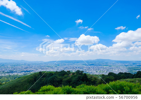 View from the top of Mt.Wakakusa, Nara City, Nara Prefecture, Summer, August 2019 View from the top of Mt.Wakakusa, Nara City, Nara Prefecture, Summer, August 2019 56700956