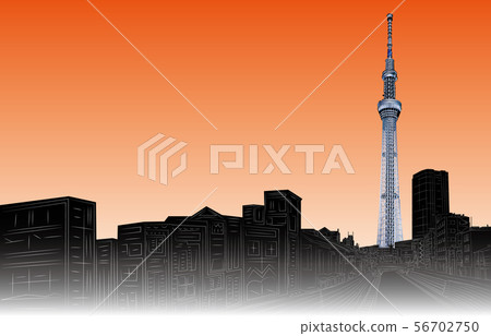 東京天空樹日落在日本 東京天空樹日落在日本 56702750