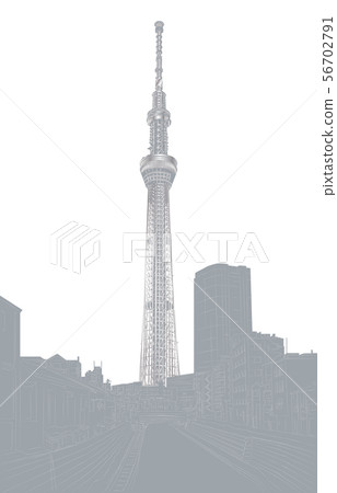 Tokyo Sky Tree Silver White Background Vertical Tokyo Sky Tree Silver White Background Vertical 56702791