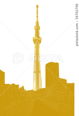 東京天空樹金白色背景垂直 東京天空樹金白色背景垂直 56702799