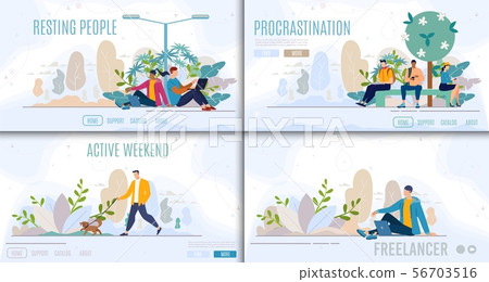 Freelance Work, Rest in Park Vector Websites Set Freelance Work, Rest in Park Vector Websites Set 56703516