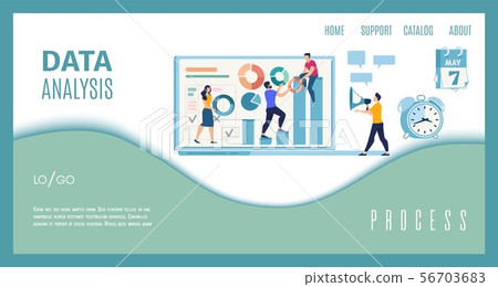 Statistics Data Analysis Flat Vector Web Banner - Stock Illustration ...