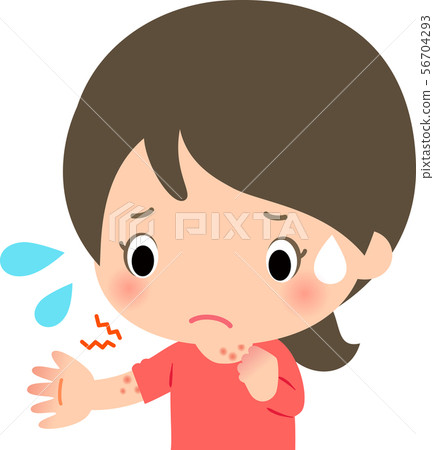 Young woman in trouble with eczema on her body - Stock Illustration ...