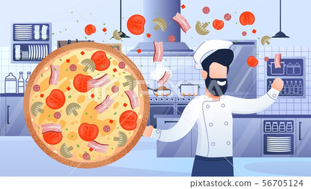 Modern Pizzeria Flat Vector Ad Banner Template Modern Pizzeria Flat Vector Ad Banner Template 56705124