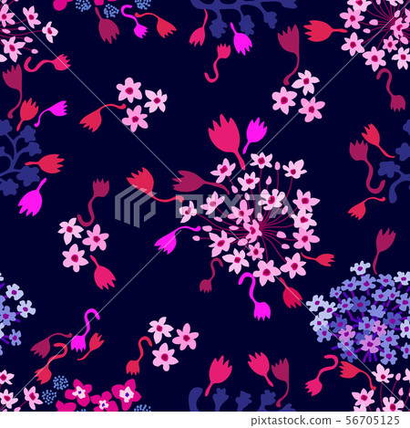 Paisley print with small pink and purple flowers. Paisley print with small pink and purple flowers. 56705125