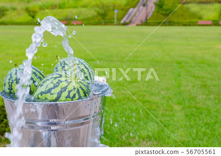 Watermelon chilled with cold water Summer image Watermelon chilled with cold water Summer image 56705561