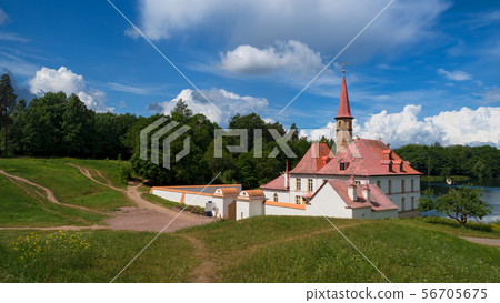 Panoramic landscape with old castle. Gatchina city Panoramic landscape with old castle. Gatchina city 56705675