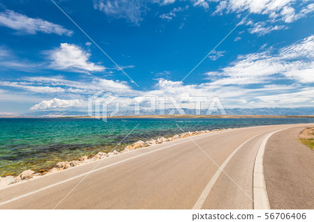 Road along the sea coast on the island of Vir. Road along the sea coast on the island of Vir. 56706406