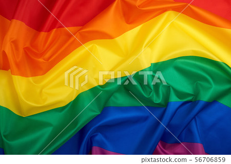 textile rainbow flag with waves, LGBT culture 56706859