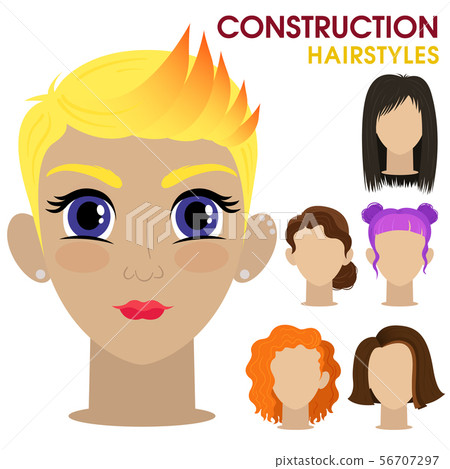 Hipster girl. Woman face constructor. Cartoon 56707297