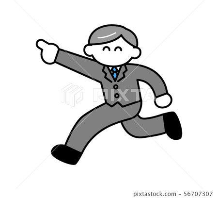 A middle-aged man in a suit with a smile pointing at the top (deformed) A middle-aged man in a suit with a smile pointing at the top (deformed) 56707307