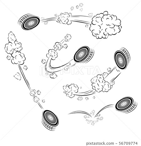 Fast car wheel movement path set - Stock Illustration [56709774] - PIXTA