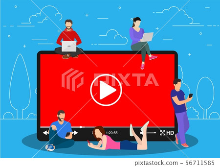 Video concept. people using mobile gadgets, 56711585