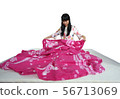 Cute Asian Girl Changing Clean Bed Sheet. 56713069