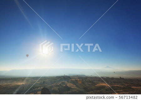 Cappadocia seen from a balloon in Türkiye 56713482