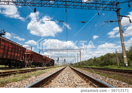 Industrial railway - wagons, rails and 56713571