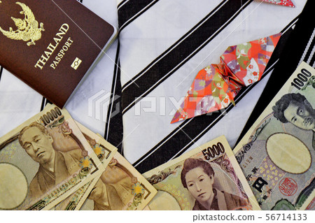 Passport,banknotes, credit card and origami paper Passport,banknotes, credit card and origami paper 56714133