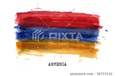 Realistic watercolor painting flag of Armenia . Realistic watercolor painting flag of Armenia . 56715510