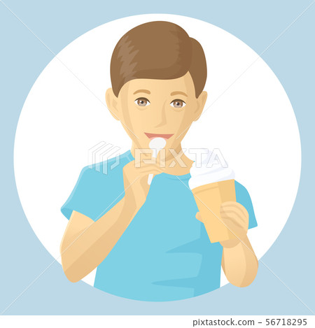 Vector boy eating ice-cream Vector boy eating ice-cream 56718295