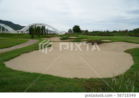 beautiful golf course with sand bunker beautiful golf course with sand bunker 56718349