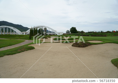 beautiful golf course with sand bunker 56718350