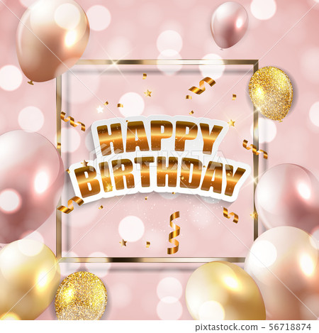 Glossy Happy Birthday Balloons Background Vector 56718874