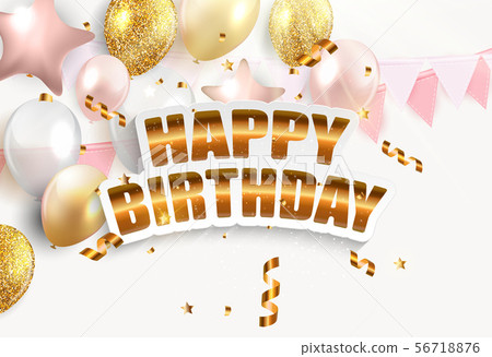 Glossy Happy Birthday Balloons Background Vector 56718876