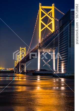 << Kagawa Prefecture >> Night view and light up of Seto Ohashi << Kagawa Prefecture >> Night view and light up of Seto Ohashi 56718962