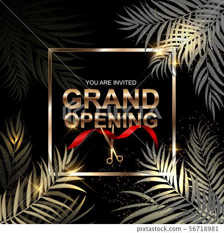 Grand Opening Card with Ribbon Background. Vector Illustration