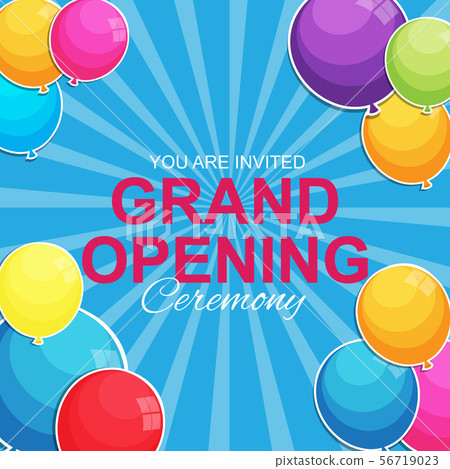 Grand Opening Card with Balloons Background. - Stock Illustration