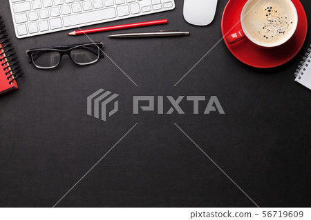 Office workplace with coffee, supplies and Office workplace with coffee, supplies and 56719609