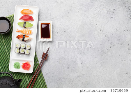 Japanese sushi set Stock Photo by karandaev