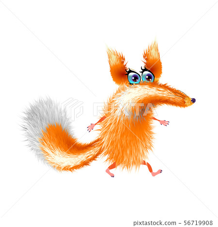 Fluffy cute fox cartoon on light background. Fluffy cute fox cartoon on light background. 56719908