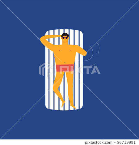 Man floating relaxing on the air mattress 56719991